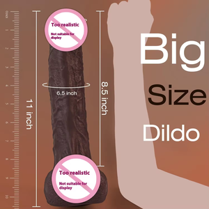 Schwarzes doppels chichtiges flüssiges Silikon Realistisches weibliches Anal-Sexspielzeug Riesiger <span class=keywords><strong>Dildo</strong></span>-Pseudo-Penis-Streifen-Sauger für Masturbation mit weichem Fleisch - Product Image 1