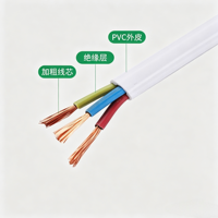 Flexibles RVVB Kupferkern-Flachkabel 3*1,0/1,5 Quadrat für Kleine Elektrogeräte-Stromkabel und Bauprojekte