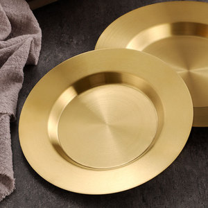 Stainless Steel Pasta Plate Round Flat Bottom Gold Finish For Hotel Restaurant Western Food Serving <b>Tray</b> - Product Image 2