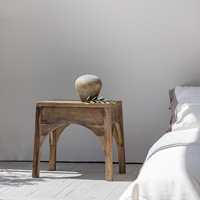 Ethnique chic tabourets d'appoint de salon en orme recyclé lavé naturel léger tabouret en bois massif