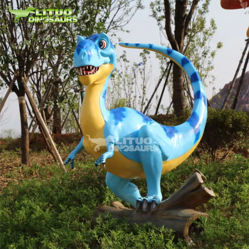Fiberglas karikatür heykeli dinozor kral eğlence parkı