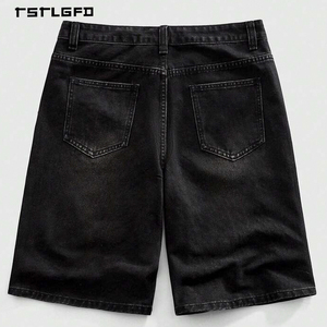 <span class=keywords><strong>Shorts</strong></span> di Jeans da <span class=keywords><strong>Uomo</strong></span> Personalizzati all'Ingrosso Taglio e Cucito Orlo a Taglio Vivo Effetto Invecchiato con Applicazioni Ricami Toppe Lavaggio Acido Jorts in <span class=keywords><strong>Denim</strong></span> - Product Image 2