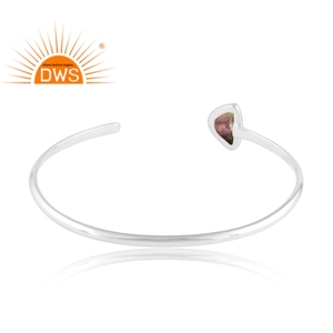 Unshaped Bio Tourmaline Gemstone bangle Handmade Sterling Silver Adjustable Women's Bangle Jewelry Manufacturer - Product Image 3