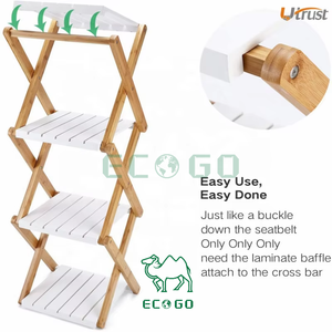 Durable Bamboo Corner Book <strong>Shelf</strong> Modern Bookshelves Made of Bamboo Wooden Stand <strong>Ladder</strong> <strong>White</strong> With 4 Tiers - Product Image 2