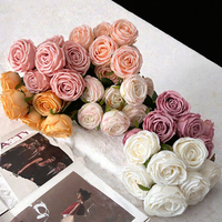 Bouquet de roses artificielles fait main en soie, fausse fleur en spray pour mariage, douche nuptiale, centre de table, décoration de vase à domicile