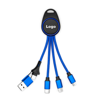 Cable de Carga con Luz LED y Logotipo Personalizado de Fábrica, 6 en 1, Llavero con Cable de Carga Rápida Multi-Tipo C/Micro USB para Regalos Promocionales