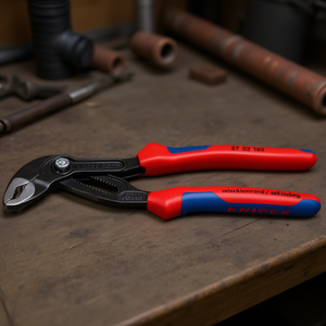 Alicates para tubos Knipex de 180 mm, acero al cromo vanadio, mordazas dentadas, agarre industrial para sujetar, doblar y prensar - Product Image 2