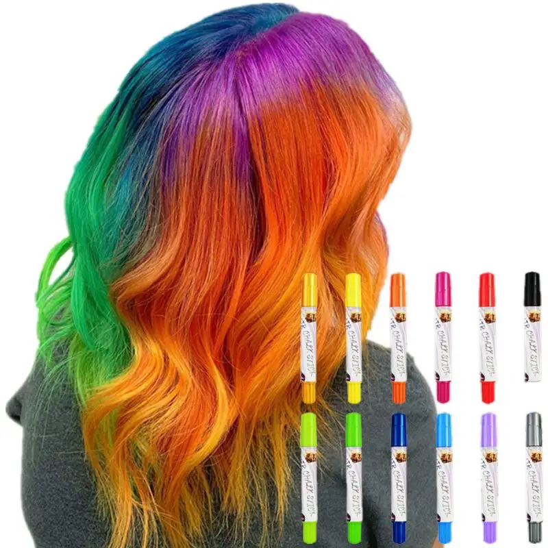 طباشير KHY Haire 10S colors 6 10 12 18 24 قطعة لون قابل للغسل على الفور طباشير الشعر