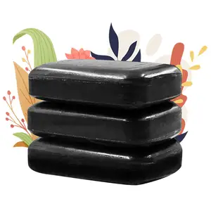 Sapone al carbone nero Bar saponetta con burro di karité 100% sapone al carbone naturale sapone nero Bar