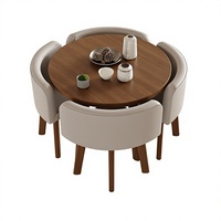 Mesa Redonda Pequeña de Bambú con Sillas, Combinación para Balcón, Oficina, Negocios, Ocio, Recepción, Invitados, Una Mesa y Cuatro Sillas