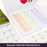 Calendrier personnalisé style agenda avec pages intérieures multicolores, impression artistique, planificateur mensuel multilingue sur mesure pour le marché mondial