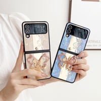 Ailes de papillon de diamant support pliant étui de téléphone pour samsung Z Flip 5 blanc bleu coque de protection pliante support de papillon de luxe