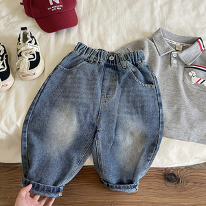 Kids <b>Harem</b> Jeans Blue Cotton Autumn Style Long <b>Pants</b> For Boys - Product Image 1