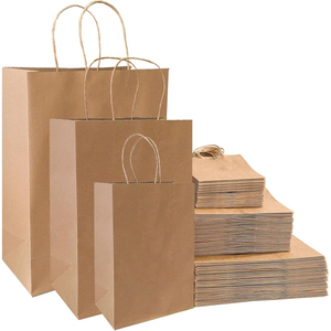 Sacs en papier kraft personnalisés avec votre propre logo, sacs cadeaux en nylon recyclé, noir, marron, blanc, vente en gros - Product Image 1