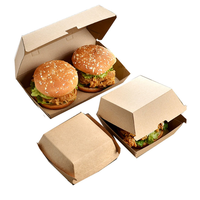 Boîte de Hamburger personnalisée en papier Kraft, grande taille, collation brune, poulet frit