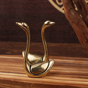 Ornement Cygne en Laiton 2 Pièces Décoration de Bureau Maison Mariage Style Traditionnel - Product Image 3