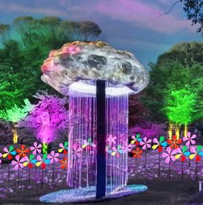 תאורת פטריות סיב אופטי RGB עם אפקט וילון מים ענן, עמיד למים לשימוש חיצוני, לקישוט גינה קסומה. - Product Image 4