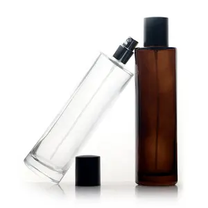 Amber Empty 100ML Glass Perfume Spray Pump Bottle Fine Mist Cylinder Perfume Bottle Manufacture For Perfume Packaging