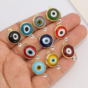 JS1781 placcato in oro multicolore in vetro a lume malvagio occhio di <span class=keywords><strong>Nazar</strong></span> moneta ciondoli ciondoli portafortuna amuleto talismano protettivo portafortuna - Product Image 2