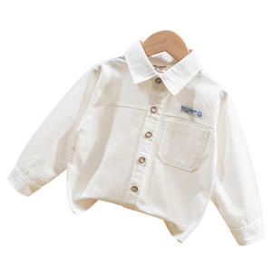 2023 nuevo estilo coreano Kidsren's Casual camisas <span class=keywords><strong>de</strong></span> algodón para niños <span class=keywords><strong>de</strong></span> manga larga suelta solapa Tops en tallas pequeñas y medianas - Product Image 2