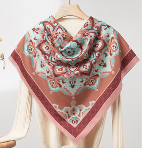 2024新しいスタイルスクエアウールプリントシルクスカーフ冬アクセサリー男性と女性のためのツアーグループ - Product Image 6