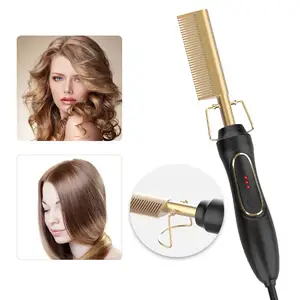 Professional Electric Ionic Hair Straighten Straightener Brush Hot Comb Pressing Electric Hot Comb Hair Straightener