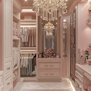 <span class=keywords><strong>Dressing</strong></span> ouvert moderne de luxe léger sur mesure pour chambre de fille – Armoire de rangement multifonctionnelle grande capacité de qualité supérieure - Product Image 1