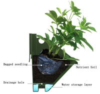 Mur végétal vertical breveté Naturix avec système d'irrigation, pots de fleurs en plastique à fixation murale