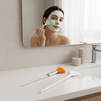 Échantillon gratuit de poils synthétiques brosse éventail de petite taille brosse masque cosmétique pour le visage brosse éventail visage incurvé pour le visage