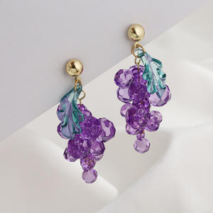 2021ใหม่หวานอะคริลิคใสแฟชั่นผลไม้ต่างหูสีม่วงองุ่นต่างหูสำหรับสุภาพสตรี - Product Image 1