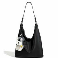 Porte-clés en peluche Schnauzer Kawaii, accessoire de sac, avec mini chien en peluche portant une capuche transparente, idéal pour un cadeau d'anniversaire