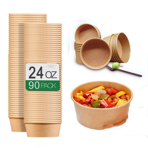 Tazón de Papel Desechable de 500 ml (16 oz) con Revestimiento de PE de Pared Simple para Envasado de Alimentos, Sopa, Pizza, Fideos, Contenedor de Alimentos para Llevar de Cartón Blanco - Product Image 1