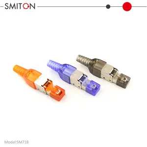 Toolless Tool-Free Shielded Cat6a Cat7 Field Connection Modular Plug