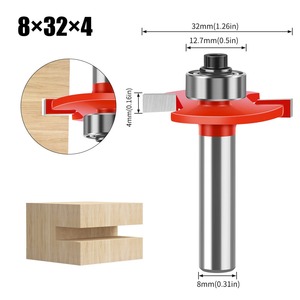 Fraise à rainurer en T pour le travail du bois, à tige de 8 mm, avec dents en carbure de 3 mm et 5 mm de largeur, et roulement supérieur - Product Image 6