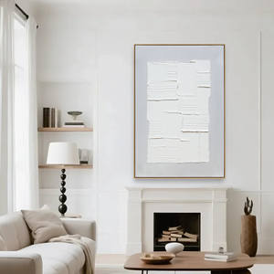 Quadro Astratto Minimalista Testurizzato con Effetto Gesso 3D Bianco su Tela - Vendita Calda - Product Image 2