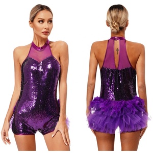 Trajes de baile para mujer, Mono de leotardo con falda de tul para <span class=keywords><strong>Jazz</strong></span>, clase de baile latino, ejercicio Gimnástico, Club nocturno, Festival de Carnavales - Product Image 2
