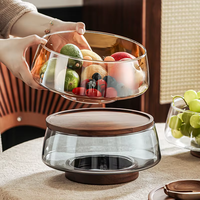 Grand saladier en verre sur pied et assiette à fruits pour table basse de salon ou service de collations, desserts et bonbons - Vaisselle et assiettes durables
