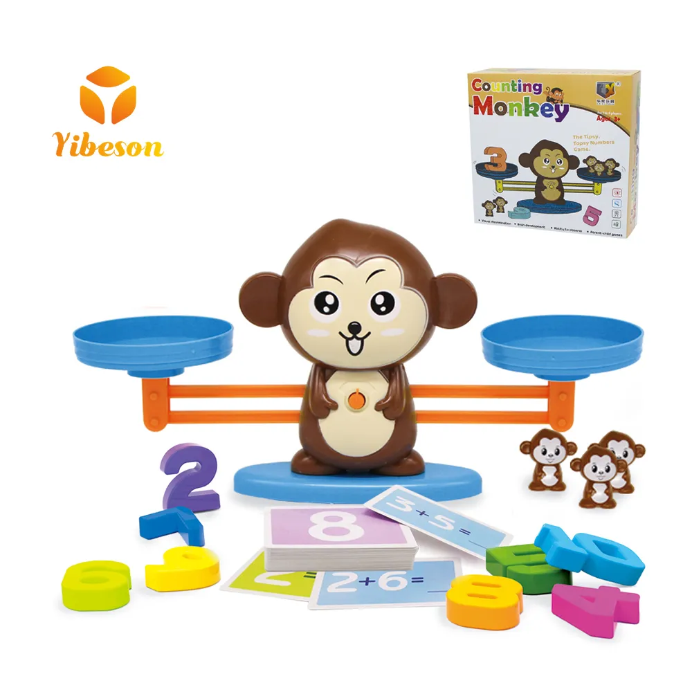 Sensory montessori educational children toy cartoon animal balance monkey frog dinosaur scale counting math game toys for kids