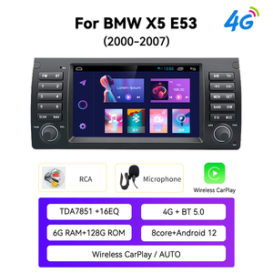 Android 12 đa phương tiện Player Car GPS navigation màn hình tự động Carplay cho BMW X5 E53 2000 2005 đài phát thanh Băng Ghi <span class=keywords><strong>DSP</strong></span> Wifi bản đồ - Product Image 2