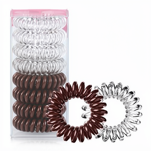 <span class=keywords><strong>Invisibobble</strong></span> Sweet Traceless Spiral Hair Ties, attaches pour cheveux en spirale sans traces, maintien <span class=keywords><strong>élastique</strong></span> fort, pour tous types de cheveux, unisexe, lot de 8 (transparent et marron) - Product Image 4