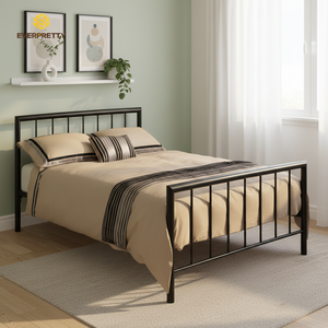 Set di Mobili per Appartamenti Arredati, Camere d'Albergo e Ostelli, <span class=keywords><strong>Letto</strong></span> Matrimoniale in Metallo dal Design Moderno per 2 Persone, Certificato CE - Product Image 1