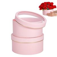 Juego de Cajas Redondas para Flores con Borde Dorado Rosa y Ventana Transparente para el Día de San Valentín, Cumpleaños, Empaque de Regalo Elegante Premium