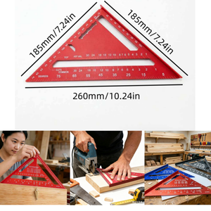 <span class=keywords><strong>Équerre</strong></span> triangulaire en alliage d'aluminium pour charpentier 90° °   45 °   Règle de marquage carrée pour charpentier, outil de travail du bois - Product Image 1