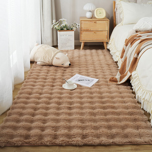 Alfombra de Piel Sintética de Conejo, Suave y Afelpada, Rectangular, Blanca, con Patrón en Relieve, para Dormitorio, Sala de Estar, Sofá, Cabecera, Textil para el Hogar - Product Image 2