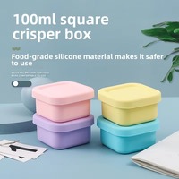 Moule à glaçons en silicone souple anti-fuite avec couvercle, boîte à sauce, récipients alimentaires scellés, boîte bento pour enfants pour les voyages en plein air