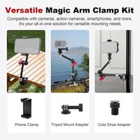 Mechrig Super Clamp en aluminium avec vis 1/4'' et bras articulé réglable de 11'' pour flash/lumière LED/microphone/caméra d'action