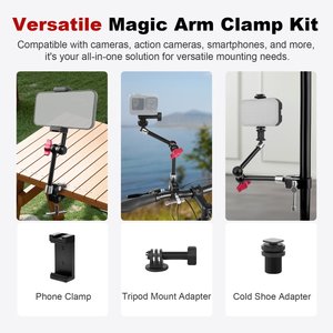 Mechrig Super Clamp en aluminium avec vis 1/4'' et bras articulé réglable de <span class=keywords><strong>11</strong></span>'' pour flash/lumière LED/microphone/caméra d'action - Product Image 2