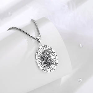 Collar con colgante de energía de moda Saint <span class=keywords><strong>Azrael</strong></span> sin deslustre de resina cristiana de fe religiosa de joyería fina de Plata de Ley 925 para hombre - Product Image 5