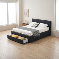 Ensemble de meubles de chambre à coucher en bois de luxe moderne européen, lit avec rangement rembourré en tissu bouclé, tailles Queen-King coordonnées