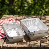 Plateau rectangulaire jetable en aluminium inoxydable grande capacité pour rôtir la viande et emballer les aliments